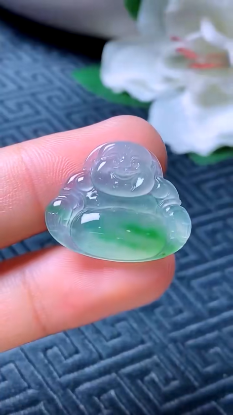 天然A货冰绿佛公翡翠镶嵌件